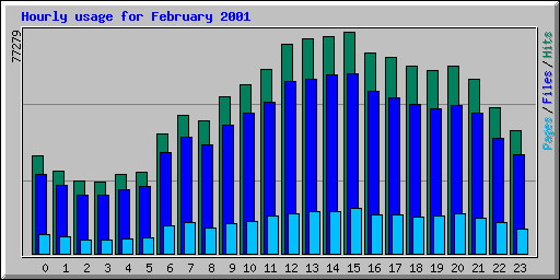 Hourly usage for February 2001